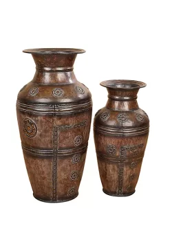 Discount π€© Rustic Metal Vase - Set of 2 by Monroe Lane π₯°