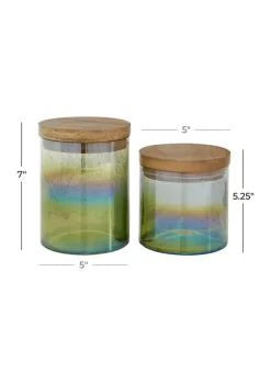 Promo 🔥 Coastal Wood Decorative Jars - Set of 2 by Monroe Lane ⭐ -Monroe Lane Sales Belk 20655