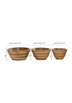 Cheap 😀 Mediterranean Wood Serving Bowl - Set of 3 by Monroe Lane 😀 -Monroe Lane Sales Belk 20884