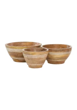 Cheap 😀 Mediterranean Wood Serving Bowl - Set of 3 by Monroe Lane 😀 -Monroe Lane Sales Belk 20885