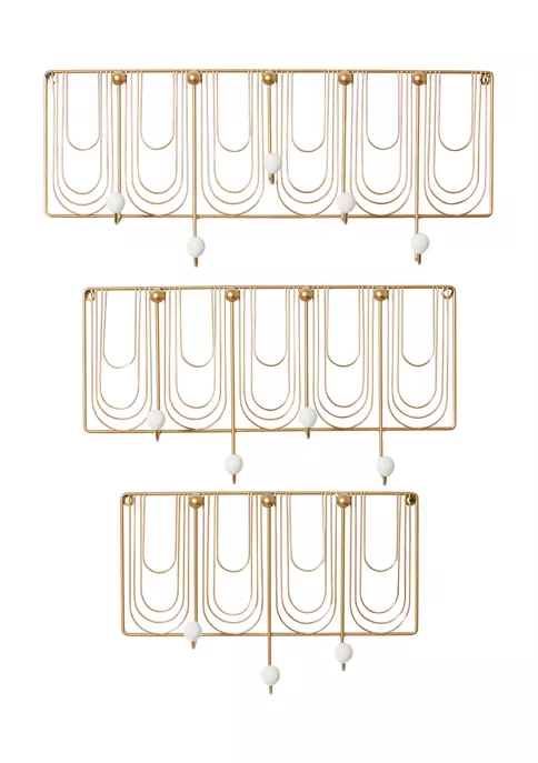 Hot Sale π Set of 3 Rectangular White and Gold Metal Round Knob Wall Hooks by Monroe Lane π― 1 Hot Sale π Set of 3 Rectangular White and Gold Metal Round Knob Wall Hooks by Monroe Lane π―