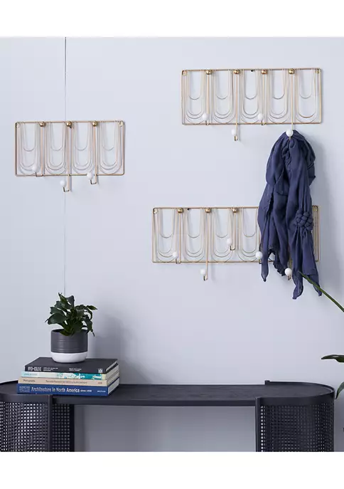 Hot Sale π Set of 3 Rectangular White and Gold Metal Round Knob Wall Hooks by Monroe Lane π― 2 Hot Sale π Set of 3 Rectangular White and Gold Metal Round Knob Wall Hooks by Monroe Lane π― - Image 2