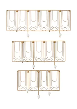 Hot Sale π Set of 3 Rectangular White and Gold Metal Round Knob Wall Hooks by Monroe Lane π― 5 Hot Sale π Set of 3 Rectangular White and Gold Metal Round Knob Wall Hooks by Monroe Lane π― -Monroe Lane Sales Belk 2091