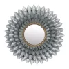Hot Sale 👍 32 Inch Large, Round 3D Silver Metal Floral Accent Mirror by Monroe Lane 🎉