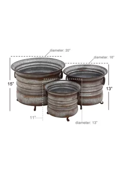Budget 😍 Farmhouse Metal Planter - Set of 3 by Monroe Lane ⭐ -Monroe Lane Sales Belk 21073
