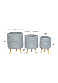 Outlet 🔥 Contemporary Magnesium Oxide Planter - Set of 3 by Monroe Lane 👍 -Monroe Lane Sales Belk 21083
