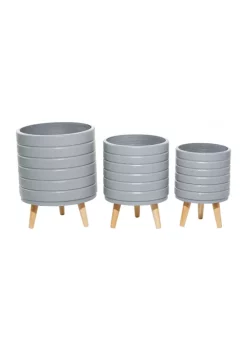 Outlet 🔥 Contemporary Magnesium Oxide Planter - Set of 3 by Monroe Lane 👍 -Monroe Lane Sales Belk 21084