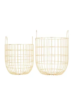 Budget ✔️ Contemporary Metal Storage Basket - Set of 2 by Monroe Lane 💯
