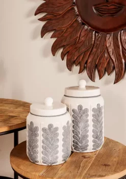 Cheapest 💯 Country Ceramic Decorative Jars - Set of 2 by Monroe Lane ✔️ -Monroe Lane Sales Belk 21135