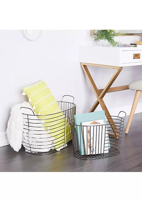 Wholesale 🥰 Contemporary Metal Storage Basket - Set of 2 by Monroe Lane 😀 2 Wholesale 🥰 Contemporary Metal Storage Basket - Set of 2 by Monroe Lane 😀 - Image 2
