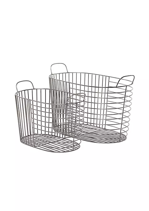 Wholesale 🥰 Contemporary Metal Storage Basket - Set of 2 by Monroe Lane 😀 6 Wholesale 🥰 Contemporary Metal Storage Basket - Set of 2 by Monroe Lane 😀 - Image 6