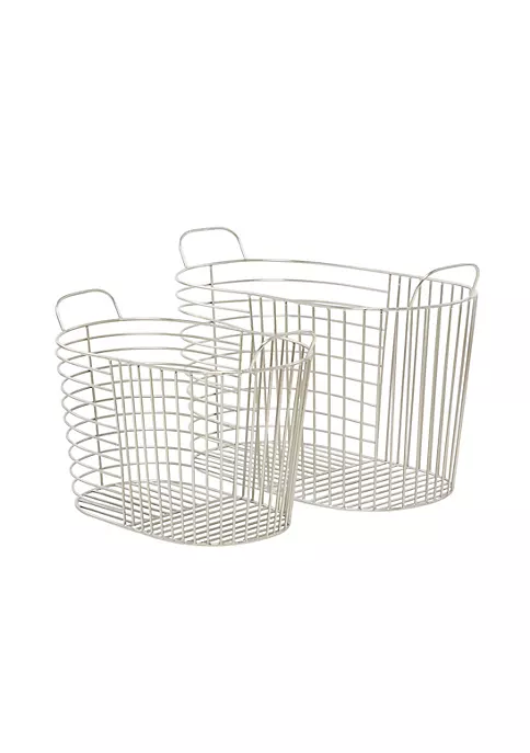 Wholesale 🥰 Contemporary Metal Storage Basket - Set of 2 by Monroe Lane 😀 7 Wholesale 🥰 Contemporary Metal Storage Basket - Set of 2 by Monroe Lane 😀 - Image 7