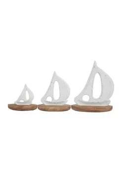 Deals ❤️ Coastal Wood Sculpture - Set of 3 by Monroe Lane ❤️