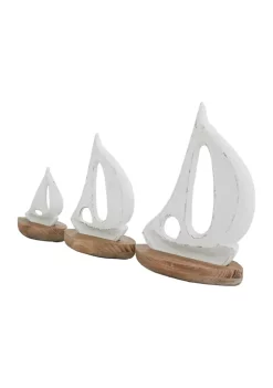 Deals ❤️ Coastal Wood Sculpture - Set of 3 by Monroe Lane ❤️ -Monroe Lane Sales Belk 21425