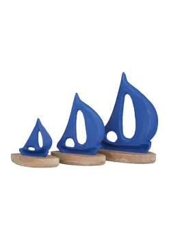 Deals ❤️ Coastal Wood Sculpture - Set of 3 by Monroe Lane ❤️ -Monroe Lane Sales Belk 21426