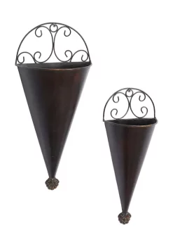 Flash Sale 🧨 Rustic Metal Wall Planter - Set of 2 by Monroe Lane 👏