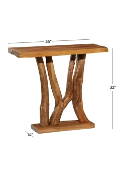 Deals 💯 Contemporary Teak Wood Console Table by Monroe Lane ✨ -Monroe Lane Sales Belk 21497