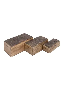 Outlet 🎁 Rustic Mango Wood Box - Set of 3 by Monroe Lane 🤩