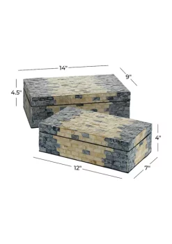 Budget ❤️ Coastal 👩 Mother of Pearl Box - Set of 2 by Monroe Lane 🛒 -Monroe Lane Sales Belk 2167