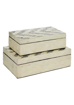 Budget ❤️ Coastal 👩 Mother of Pearl Box - Set of 2 by Monroe Lane 🛒 -Monroe Lane Sales Belk 2169