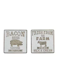 Discount 😍 Set of 2 Square Galvanized Farmhouse Metal Wall Décor by Monroe Lane 💯 -Monroe Lane Sales Belk 21690