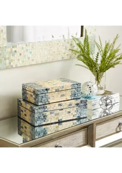 Budget ❤️ Coastal 👩 Mother of Pearl Box - Set of 2 by Monroe Lane 🛒 -Monroe Lane Sales Belk 2170