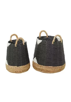 Best Sale ⭐ Bohemian Banana Leaf Storage Basket - Set of 2 by Monroe Lane 😉 -Monroe Lane Sales Belk 21827