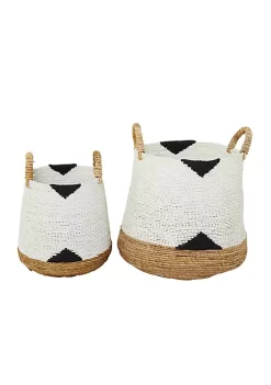 Best Sale ⭐ Bohemian Banana Leaf Storage Basket - Set of 2 by Monroe Lane 😉 -Monroe Lane Sales Belk 21829