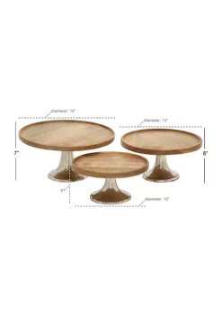 Best Sale 🧨 Modern Mango Wood Cake Stand - Set of 3 by Monroe Lane ❤️ -Monroe Lane Sales Belk 2199