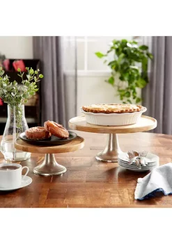 Best Sale 🧨 Modern Mango Wood Cake Stand - Set of 3 by Monroe Lane ❤️ -Monroe Lane Sales Belk 2200