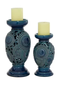 Cheapest 😍 Eclectic Ceramic Candle Holder - Set of 2 by Monroe Lane 🔔