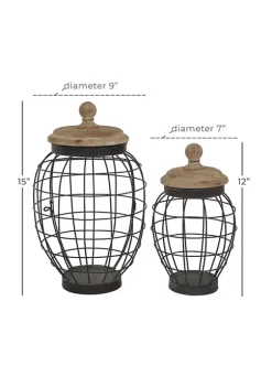 Deals 🎉 Farmhouse Metal Decorative Jars - Set of 2 by Monroe Lane ❤️ -Monroe Lane Sales Belk 22292
