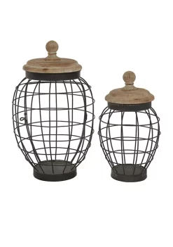 Deals 🎉 Farmhouse Metal Decorative Jars - Set of 2 by Monroe Lane ❤️ -Monroe Lane Sales Belk 22294