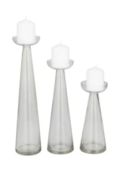 Cheap 👍 Contemporary Glass Candle Holder - Set of 3 by Monroe Lane 🎉