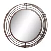 Flash Sale 😀 31 Inch Large Round Industrial Wrought Iron Bar Wall Mirror with Textured Bronze Finish by Monroe Lane ⭐