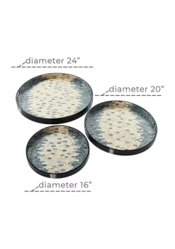 Flash Sale 👍 Coastal 👩 Mother of Pearl Tray - Set of 3 by Monroe Lane ✨ -Monroe Lane Sales Belk 22510