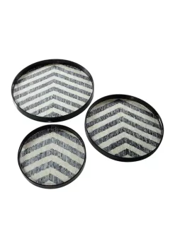 Flash Sale 👍 Coastal 👩 Mother of Pearl Tray - Set of 3 by Monroe Lane ✨ -Monroe Lane Sales Belk 22512