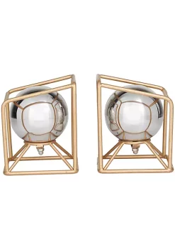 Discount 🎁 Contemporary Stainless Steel Bookends - Set of 2 by Monroe Lane 😍 -Monroe Lane Sales Belk 22665