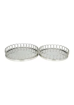 Top 10 🤩 Contemporary Stainless Steel Tray - Set of 2 by Monroe Lane 🔔 -Monroe Lane Sales Belk 22827