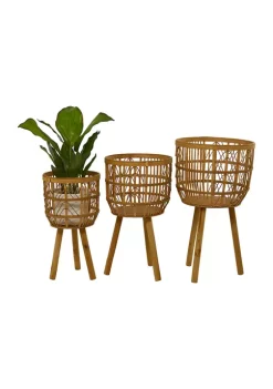 New 🔔 Bohemian Bamboo Planter - Set of 3 by Monroe Lane 🛒 -Monroe Lane Sales Belk 22834