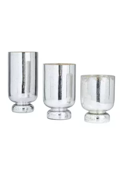 Cheapest 💯 Glam Glass Hurricane Lamp - Set of 3 by Monroe Lane 🔔 -Monroe Lane Sales Belk 23026