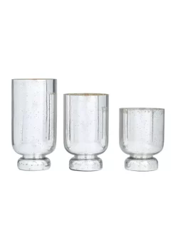 Cheapest 💯 Glam Glass Hurricane Lamp - Set of 3 by Monroe Lane 🔔 -Monroe Lane Sales Belk 23027