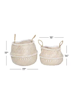 Brand new 🛒 Bohemian Wood Storage Basket - Set of 2 by Monroe Lane 🧨 -Monroe Lane Sales Belk 23032