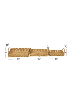 Deals 🧨 Coastal Seagrass Tray - Set of 3 by Monroe Lane 🔔 -Monroe Lane Sales Belk 23053