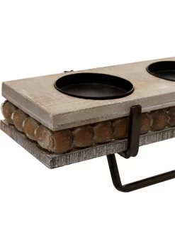 Budget ⭐ Coastal Wood Candelabra by Monroe Lane 🔥 -Monroe Lane Sales Belk 23076