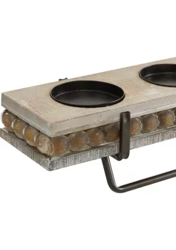 Budget ⭐ Coastal Wood Candelabra by Monroe Lane 🔥 -Monroe Lane Sales Belk 23077