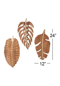 Hot Sale 👏 Coastal Mango Wood Wall Decor - Set of 3 by Monroe Lane 🔔 -Monroe Lane Sales Belk 23185