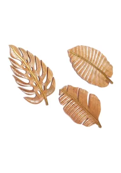 Hot Sale 👏 Coastal Mango Wood Wall Decor - Set of 3 by Monroe Lane 🔔 -Monroe Lane Sales Belk 23187