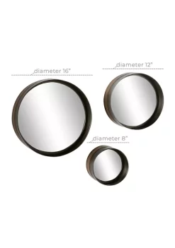 Budget 🌟 Contemporary Metal Wall Mirror - Set of 3 by Monroe Lane 😍 -Monroe Lane Sales Belk 23249