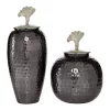 Best Pirce ⌛ Modern Metal Decorative Jars - Set of 2 by Monroe Lane 😍